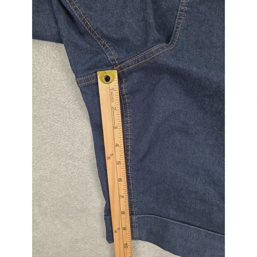 Woman Within Womens 42W Dark Wash Denim Bermuda Shorts Stretch Cuffed Blue